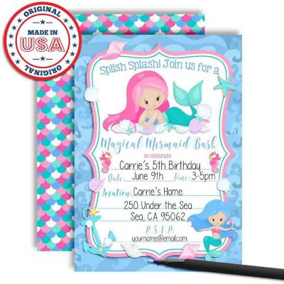 Mermaids with Frilly Seashells Invitations 40pc. by AmandaCreation Image 1