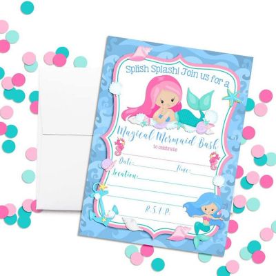 Mermaids with Frilly Seashells Invitations 40pc. by AmandaCreation Image 2