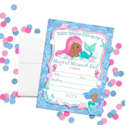 Mermaids with Seashells Invitations 40pc. by AmandaCreation Image 1