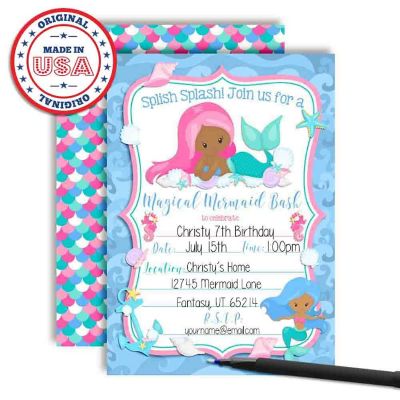 Mermaids with Seashells Invitations 40pc. by AmandaCreation Image 2