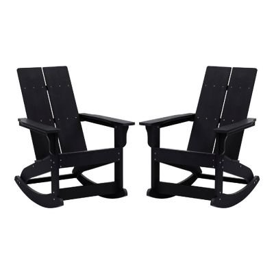 Merrick Lane 2PK Black Adirondack Chairs Image 1