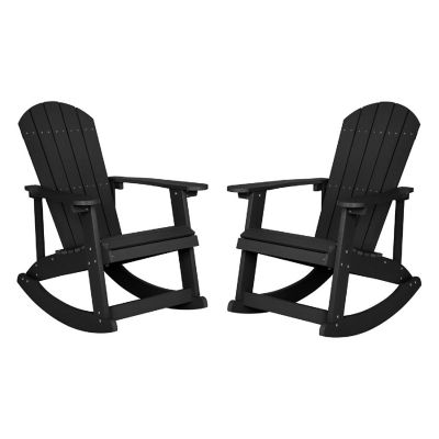 Merrick Lane 2PK Black Adirondack Chairs Image 1