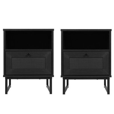 Merrick Lane 2PK Black Storage Nightstand Image 1