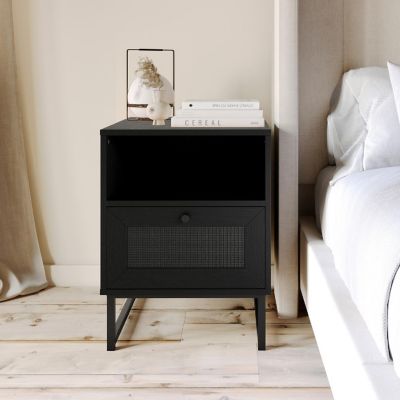 Merrick Lane 2PK Black Storage Nightstand Image 2