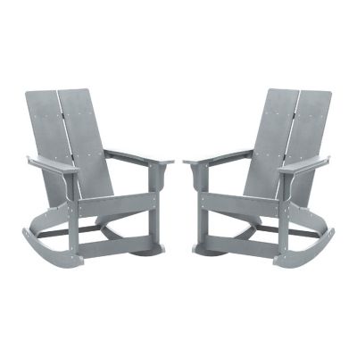 Merrick Lane 2PK Gray Adirondack Chairs Image 1