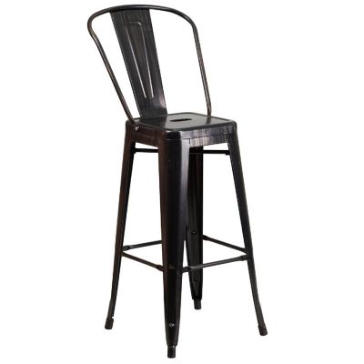 Merrick Lane 30" Aged Black Metal Stool Image 1