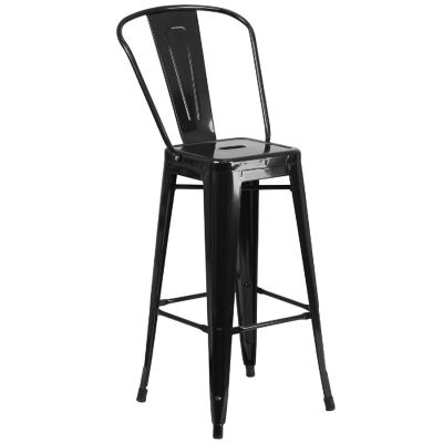 Merrick Lane 30" Black Metal Stool Image 1