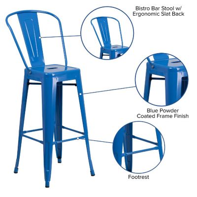 Merrick Lane 30" Blue Metal Stool Image 3