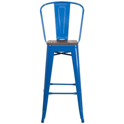 Merrick Lane 30" Blue Metal Stool Image 3