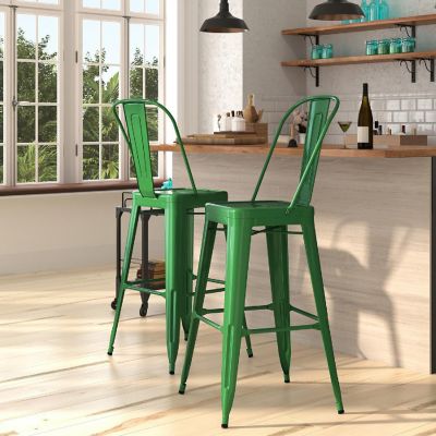 Merrick Lane 30" Green Metal Stool Image 1