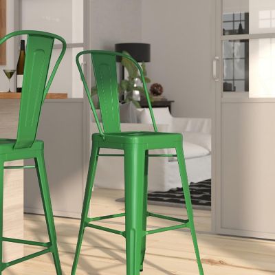 Merrick Lane 30" Green Metal Stool Image 2