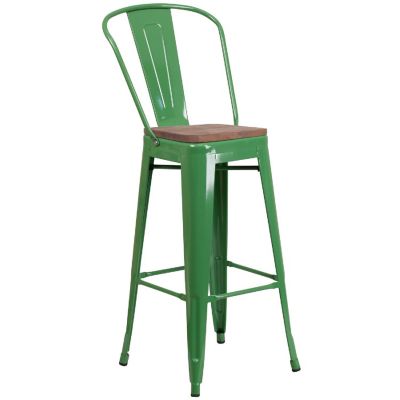 Merrick Lane 30" Green Metal Stool Image 1