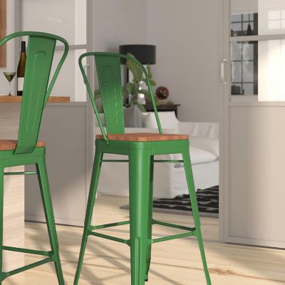 Merrick Lane 30" Green Metal Stool Image 2