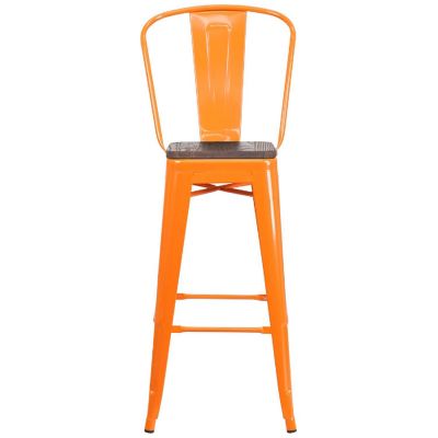 Merrick Lane 30" Orange Metal Stool Image 3