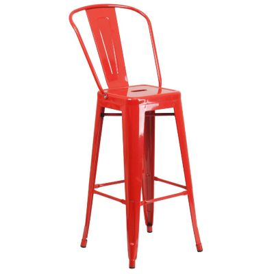 Merrick Lane 30" Red Metal Stool Image 1