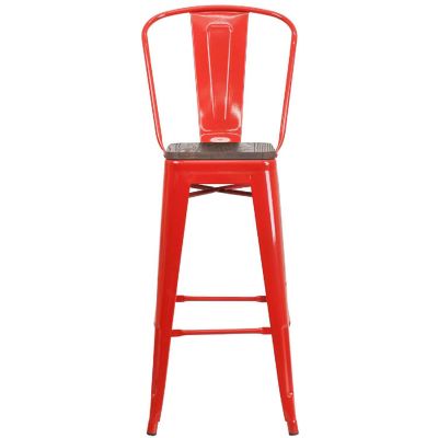 Merrick Lane 30" Red Metal Stool Image 3