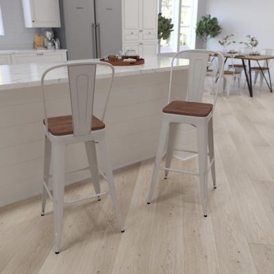 Merrick Lane 30" White Counter Bar Stool Image 1