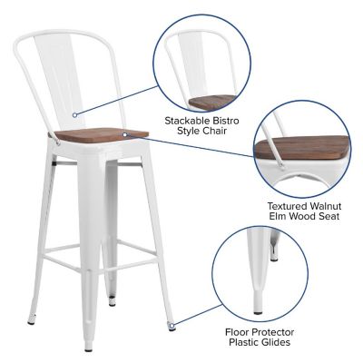 Merrick Lane 30" White Counter Bar Stool Image 3