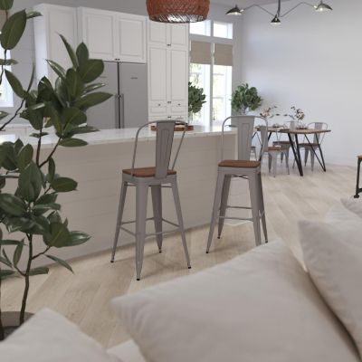 Merrick Lane 30" White Counter Bar Stool Image 2