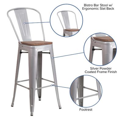 Merrick Lane 30" White Counter Bar Stool Image 3