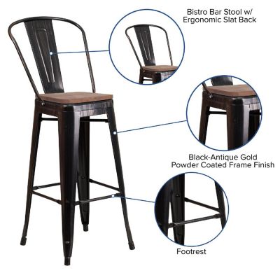 Merrick Lane 30" White Counter Bar Stool Image 3