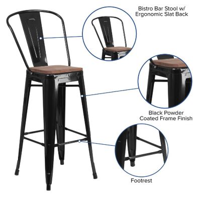 Merrick Lane 30" White Counter Bar Stool Image 3