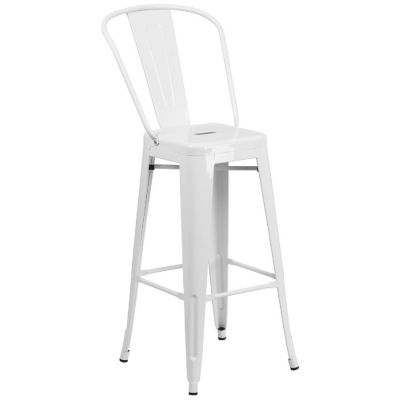 Merrick Lane 30" White Metal Stool Image 1
