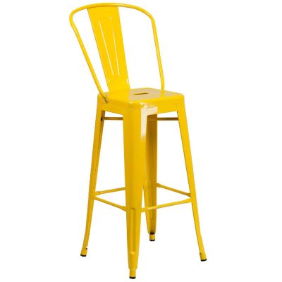 Merrick Lane 30" Yellow Metal Stool Image 1