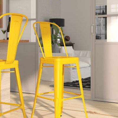 Merrick Lane 30" Yellow Metal Stool Image 2