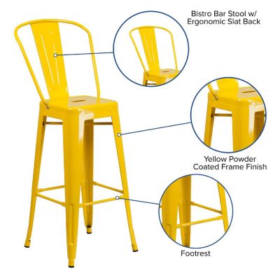 Merrick Lane 30" Yellow Metal Stool Image 3