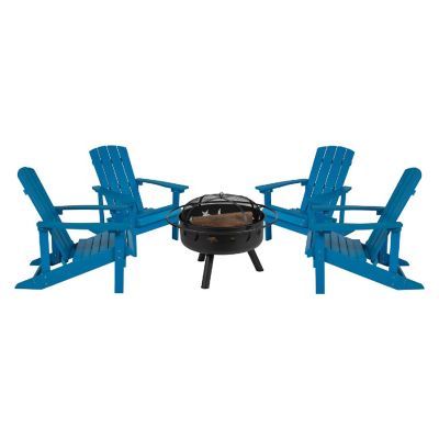 Merrick Lane 4 Blue Adirondacks-Firepit Image 1