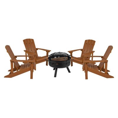 Merrick Lane 4 Teak Adirondacks-Firepit Image 1