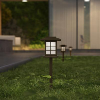 Merrick Lane 8PK Brown Lantern Solar Lights Image 1