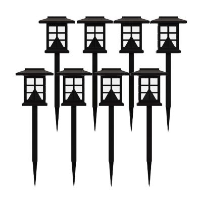 Merrick Lane 8PK Brown Lantern Solar Lights Image 1