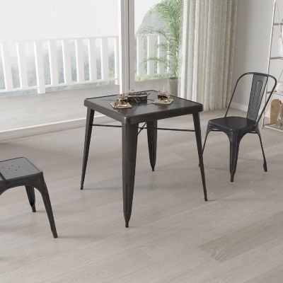 Merrick Lane Aged Black SQ Metal Table Image 1