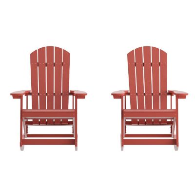 Merrick Lane Atlantic Adirondack Rocking Chair - Set of 2 - Red - All-Weather Polyresin - UV Treated - Vertical Slats - For Indoor or Outdoor Use Image 1