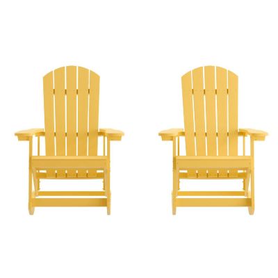 Merrick Lane Atlantic Adirondack Rocking Chair - Set of 2 - Yellow - All-Weather Polyresin - UV Treated - Vertical Slats - For Indoor or Outdoor Use Image 1