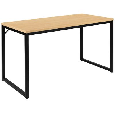 Merrick Lane Berlin Computer Desk - Maple Wood Grain Finish - Open Black Metal Frame - 47 Inch - Engineered Wood Image 1