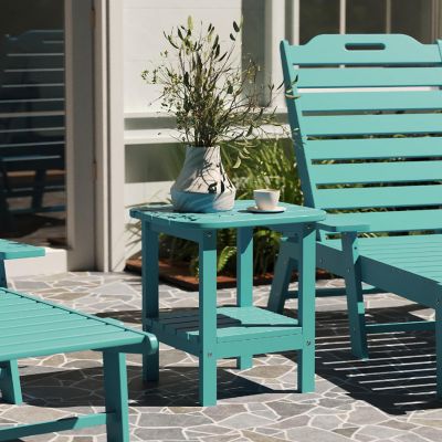Merrick Lane Blue 2 Tier Patio Side Table Image 1