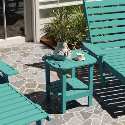 Merrick Lane Blue 2 Tier Patio Side Table Image 2