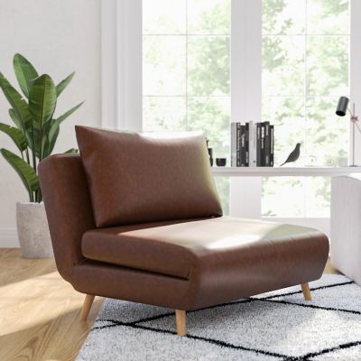 Merrick Lane Brown Folding Sleeper Chair Image 1