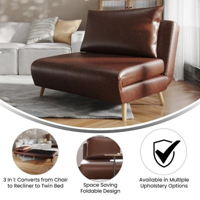 Merrick Lane Brown Folding Sleeper Chair Image 3