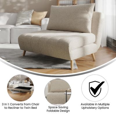 Merrick Lane Cream Folding Sleeper Chair Image 3