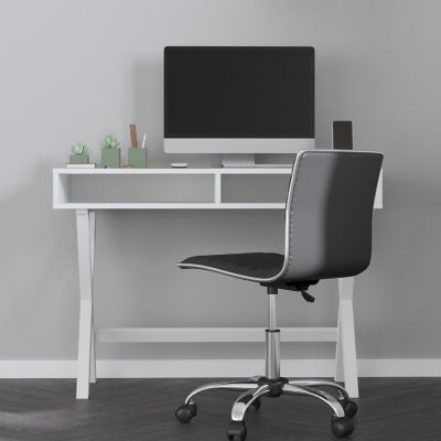 Merrick Lane Davisburg 42" Home Office Writing Desk with Open Front Storage Compartments in White Image 2