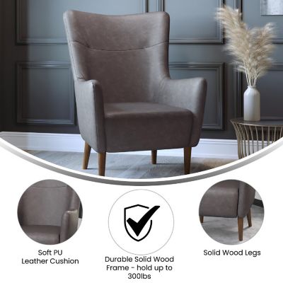 Merrick Lane Dk Gray Wingback Accent Chair Image 3