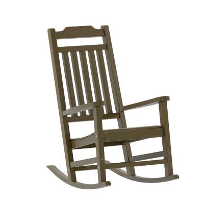 Merrick Lane Hillford Rocking Chair - Mahogany All Weather Porch Chair - Poly Resin Patio Chair - Indoor/Outdoor Rocker Chair Image 1