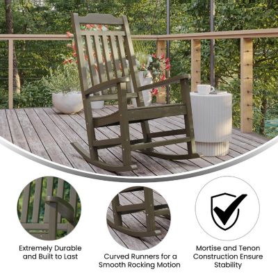 Merrick Lane Hillford Rocking Chair - Mahogany All Weather Porch Chair - Poly Resin Patio Chair - Indoor/Outdoor Rocker Chair Image 3