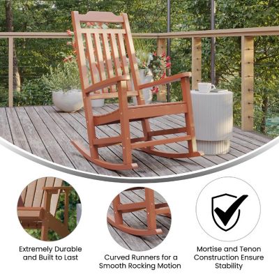 Merrick Lane Hillford Rocking Chair - Red All Weather Porch Chair - Poly Resin Patio Chair - Indoor/Outdoor Rocker Chairs - Set of 2 Image 3