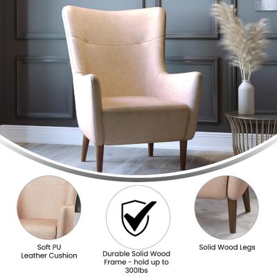 Merrick Lane Lt Brown Wingback Accent Chair Image 3