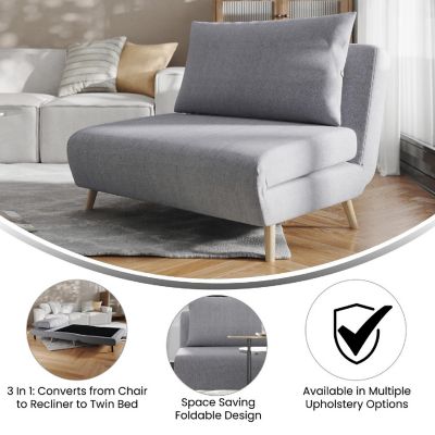 Merrick Lane Lt Gray Folding Sleeper Chair Image 3